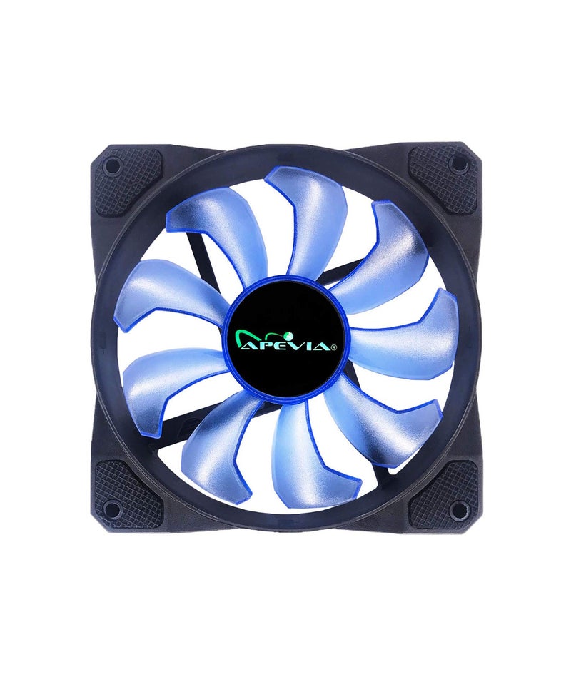 APEVIA CO212L-BL Cosmos 120mm Blue LED Ultra Silent Case Fan w/ 16 LEDs & Anti-Vibration Rubber Pads (2 Pk) - Image 3